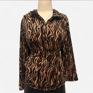 Women's Tiger Print Zip Up